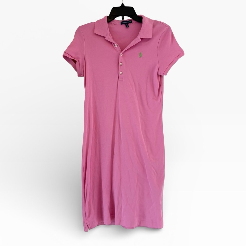 Polo Ralph Lauren Dress Size S Petite Hot Pink Lime Green Horse Preppy Classic